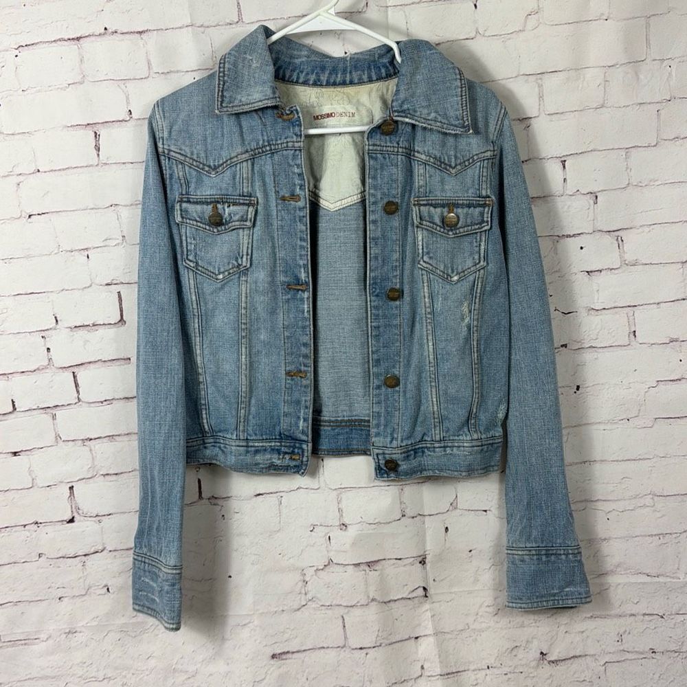 Mossimo Denim Jean Jacket Light Wash Button Down Collar Medium